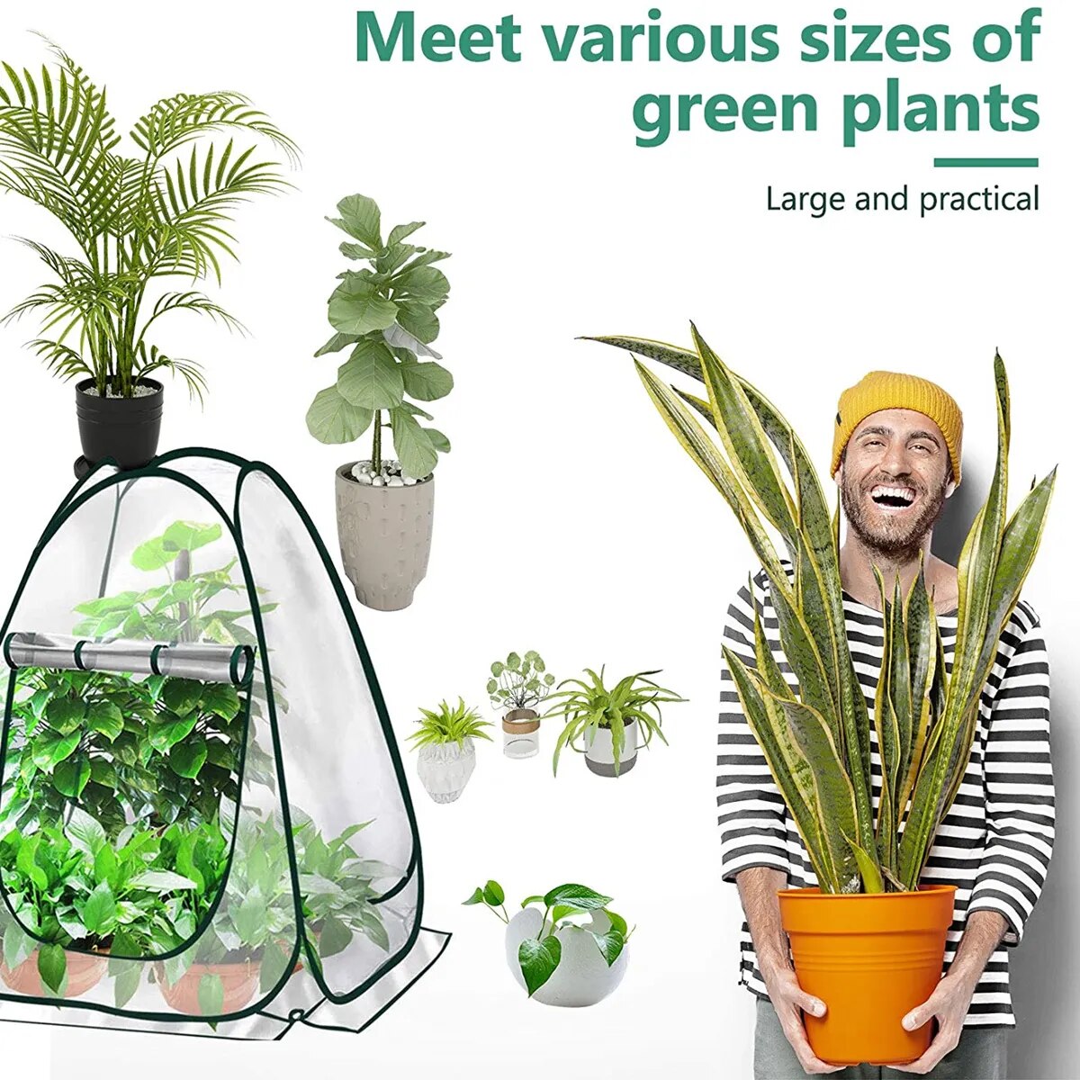 Greenhouses,Indoor Outside,  Portable Greenhouse Kit with Side Windows, PE Cover, Backyard Garden, Foldable, No Assembly Required, 27.56 * 27.56 * 31.5 inches