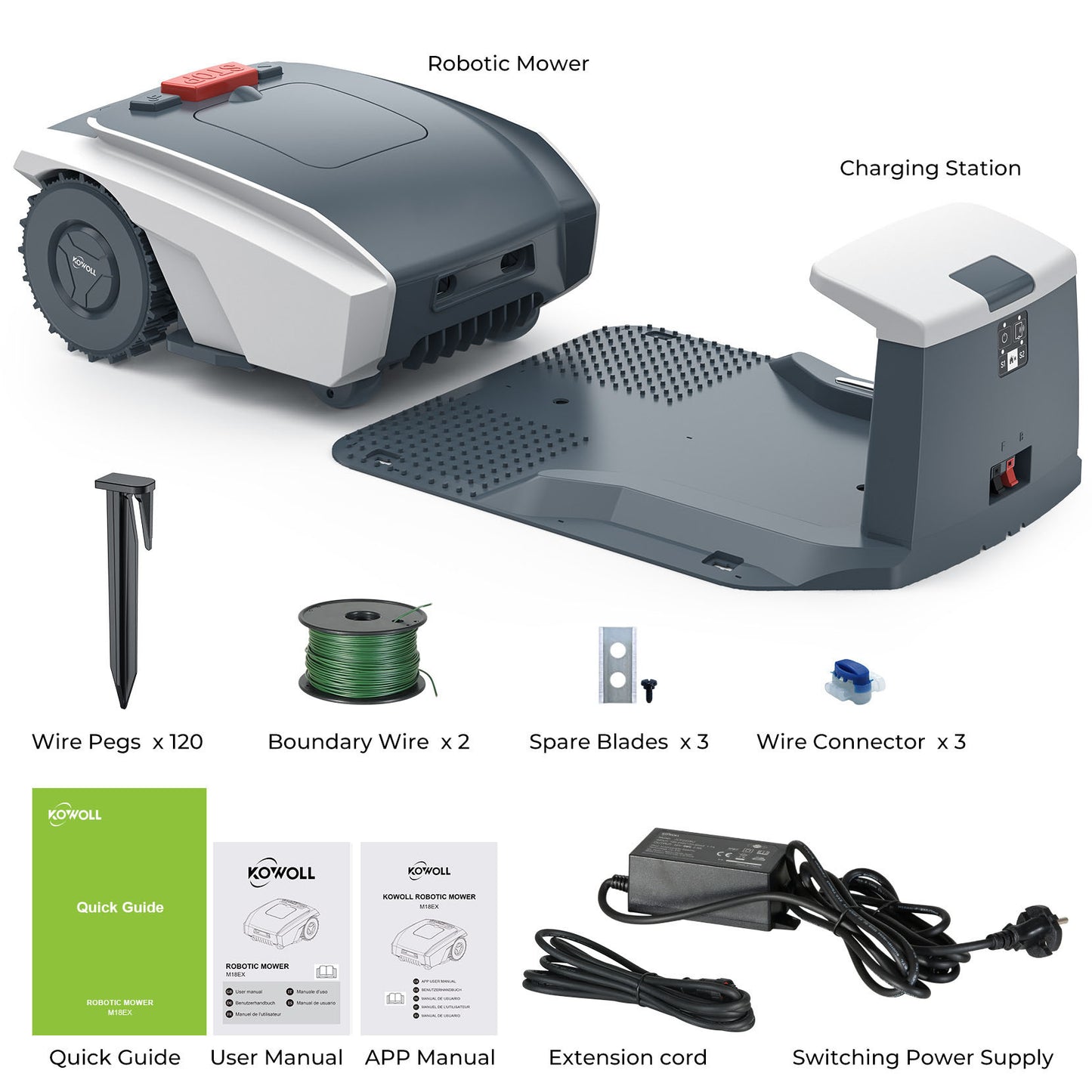 Automatic Robotic Lawn Mower, with Bluetooth app and Boundary Wire, The quietest in its Class(Gray)