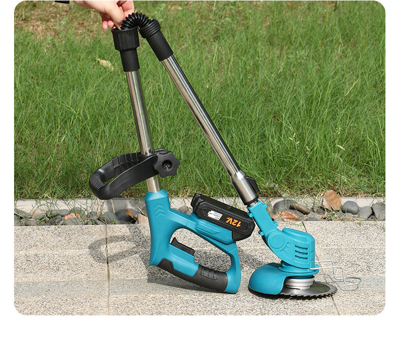 Cordless Rechargeable Handheld Electric String Trimmer (21V, 2000Ah Batter Blue), Scalable,fold,Saw Blade 6 inches